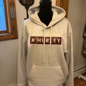 Hurley Cream Pullover with Maroon Logo Block